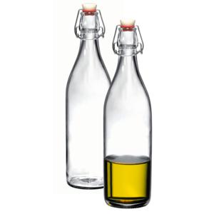 Beugelfles/weckfles transparant 1 liter rond - 2x - weckfles - karaf - waterfles