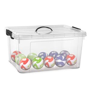 Opslagbox met deksel - transparant grijs - 54 liter - 60 x 45 x 30 cm - kunststof