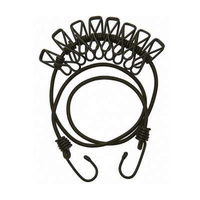 Fostex Camping waslijn van elastiek - met 8 knijpers - 111 cm - uitrekbaar