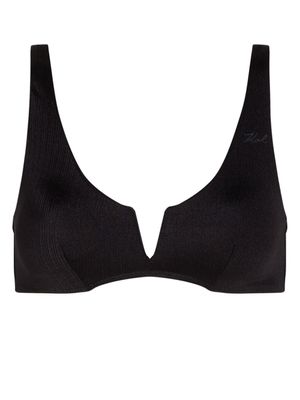 Karl Lagerfeld haut de bikini à effet métallisé - Noir