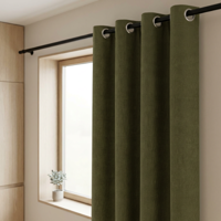 Gordijnen 100% Verduisterend - Ringen - Olijfgroen 250x150 Cm - Microvezel - Dekbed-Discounter.nl