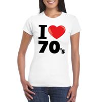 I love 70's thema t-shirt - wit - voor dames - Seventies verkleedkleding - korte mouwen
