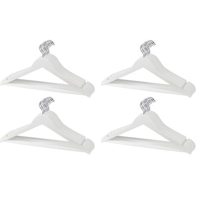 Set van 20x witte houten kledinghangers