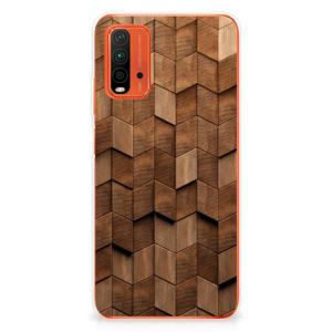 Bumper Hoesje voor Xiaomi Poco M3 Wooden Cubes