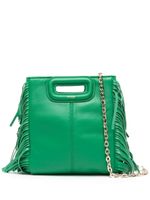 Maje fringed leather crossbody bag - Vert