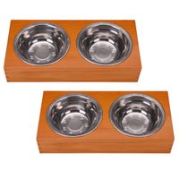 2x Set van voeder en drinkbakken voor huisdieren 2x Set van voeder en drinkbakken voor huisdieren