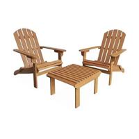 sweeek - Set van 2 eucalyptus houten tuinstoelen met tafel,