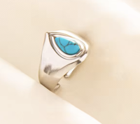 Zilverkleurige Ring met Turkoois Druppelsteen - Turkoois - Spiritueelboek.nl