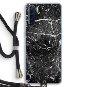 Zwart marmer: Oppo A91 Transparant Hoesje met koord