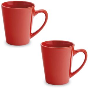 2x Drinkbekers/mokken rood 350 ml