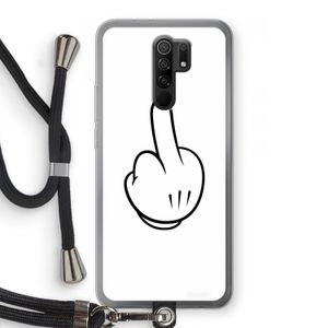 Middle finger white: Xiaomi Redmi 9 Transparant Hoesje met koord
