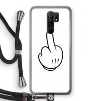 Middle finger white: Xiaomi Redmi 9 Transparant Hoesje met koord
