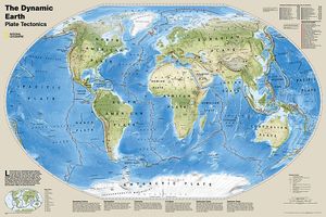 Wereldkaart Dynamic earth plate tectonics, 92 x 61 cm | National Geogr