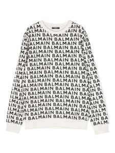 Balmain Kids sweat en coton à logo imprimé - Blanc