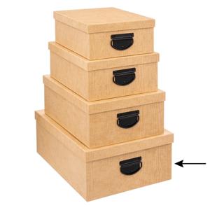 5Five Opbergdoos/box - 4x - goudgeel - L39 x B30 x H16 cm - Stevig karton - Industrialbox