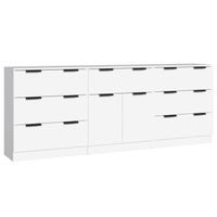 The Living Store Dressoirs - Dressoir - 60x30x70 cm - wit bewerkt hout - thumbnail