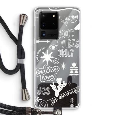 Good vibes: Samsung Galaxy S20 Ultra Transparant Hoesje met koord