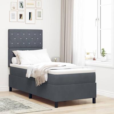 Boxspring bed met matras Donkergrijs 80 x 200 cm Fluweel