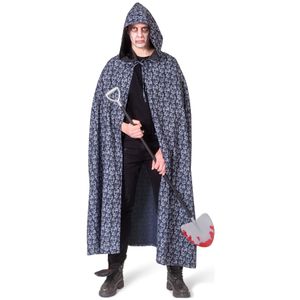 Funny Fashion Halloween verkleed cape met kap - schedels print - Carnaval kostuum/kleding