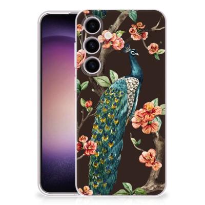 Samsung Galaxy S24 | TPU Hoesje | Pauw met Bloemen Samsung Galaxy S24 | TPU Hoesje | Pauw met Bloemen