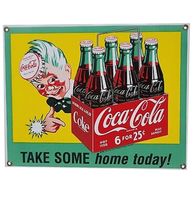 Coca-Cola - Take Some Home Today! Emaille Bord - 28 x 22 cm - thumbnail