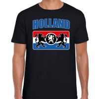 Zwart t-shirt Holland / Nederland supporter Holland met een Nederlands wapen EK/ WK voor heren - thumbnail