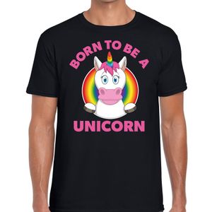 Born to be a unicorn gay pride t-shirt zwart heren