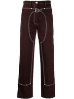 Stella McCartney pantalon droit à coutures contrastantes - Marron