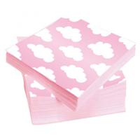 Geboorte meisje thema servetten - 20x stuks 33 x 33 cm - Kraamfeestje - Gender reveal - roze wolken