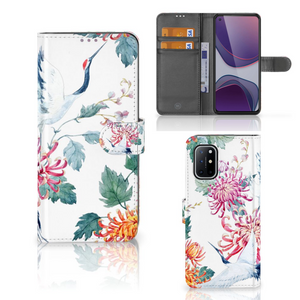 OnePlus 8T Telefoonhoesje met Pasjes Bird Flowers