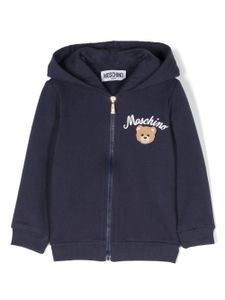 Moschino Kids hoodie zippé à logo imprimé - Bleu