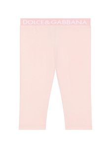 Dolce & Gabbana Kids legging en coton à taille à logo - Rose