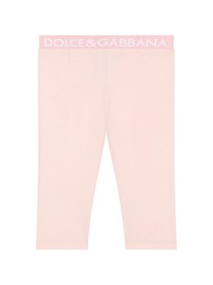 Dolce & Gabbana Kids legging en coton à taille à logo - Rose