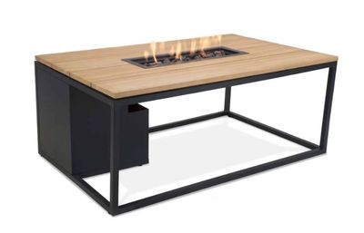 Cosiloft 120 vuurtafel teak/zwart 120x80x47 cm- - Aluminium,Teak- Cosi Fires