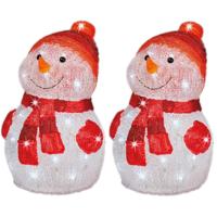 Lumineo Kerstverlichting figuur - Set van 2x stuks - sneeuwpop - LED - 35 cm - buiten - LED