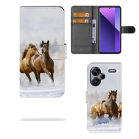 Xiaomi Redmi Note 13 Pro Plus Telefoonhoesje met Pasjes Paarden - thumbnail