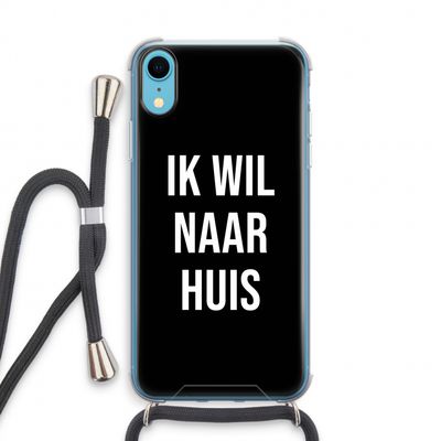 Ik wil naar huis - Zwart: iPhone XR Transparant Hoesje met koord