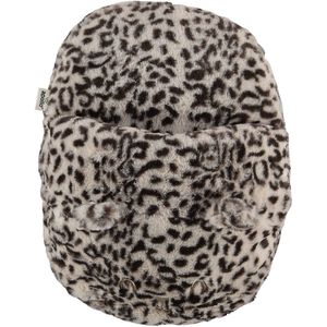 Grote voetenwarmer slof cheetah print creme one size 30 x 27 cm