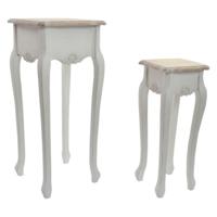 Bijzettafel DKD Home Decor Versalles Spar Hout Wit 35 x 35 x 80 cm