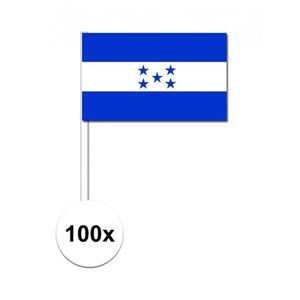 100x Honduras decoratie papieren zwaaivlaggetjes   -