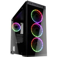 Kolink HORIZON Midi-tower PC-behuizing Zwart, RGB 4 voorgeïnstalleerde ventilators, Zijvenster, Stoffilter