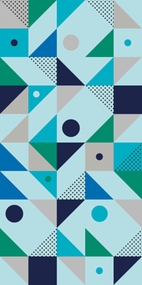 Behang geometrisch blauw patchwerk