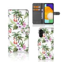 Samsung Galaxy A04s | Samsung Galaxy A13 5G | Telefoonhoesje | Met pasjeshouder | Flamingo Palms