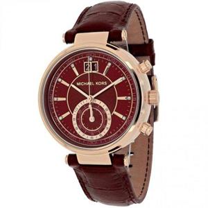 Michael Kors dames rood lederen band stalen kast quartz analoog horloge MK2426