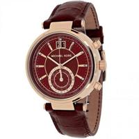 Michael Kors dames rood lederen band stalen kast quartz analoog horloge MK2426