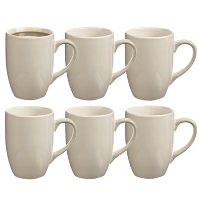 5Five Koffiemokken Colorama - 6x stuks - Keramiek - wit - 380 ml - 9 x 11 cm