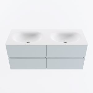 MONDIAZ VICA 120cm badmeubel onderkast Clay 4 lades. Wastafel MOON dubbel 2 kraangaten, kleur Talc.