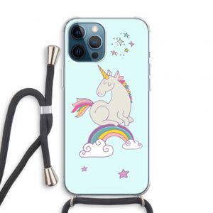 Regenboog eenhoorn: iPhone 12 Pro Transparant Hoesje met koord