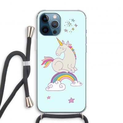 Regenboog eenhoorn: iPhone 12 Pro Transparant Hoesje met koord