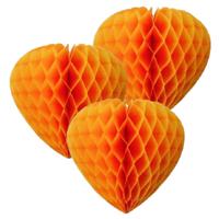 Oranje hart - Set van 6x stuks - 30 cm - van papier - feestversiering - decoratie - verjaardagversie